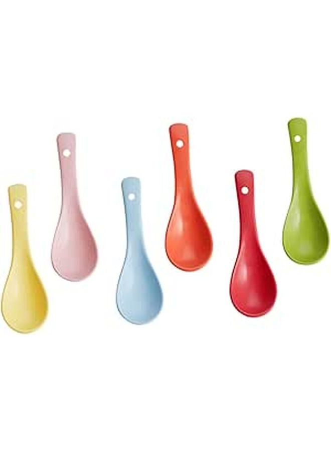 Ceramic Soup Spoons Set of 6 Lightweight Porcelain Spoons for Ramen Dessert Home Serving - Image 1