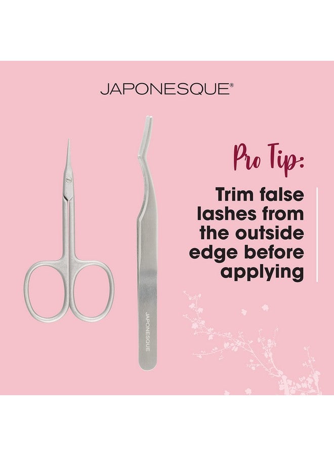 Japonesque Aponesque False Eyelash Applicator Kit Stainless Steel Scissors And Tweezer Applicator Duo Two Piece Kit For Easy Natural Looking False Eyelashes Works On Strips And Lash Clusters - Image 3