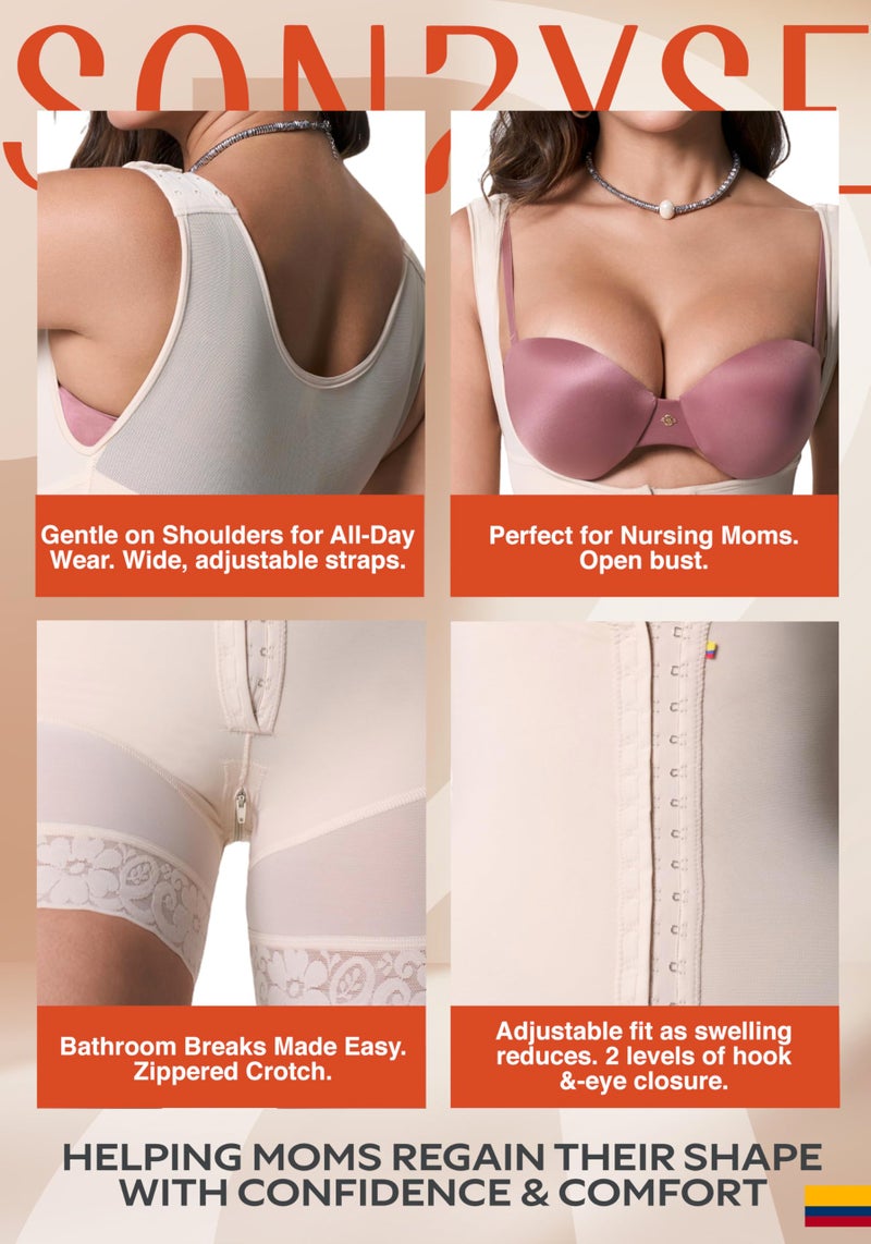 Sonryse PP-211 Tummy Tuck Compression Garment for Women Fajas Colombianas Reductoras y Moldeadoras Stage 2 Faja Beige X-Small - Image 3