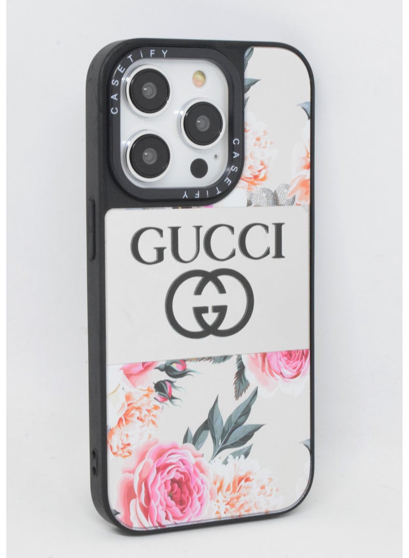 Casetify iPhone 14 Pro Cover Floral Design Hard Phone Case Tempered Glass Back Cover - Image 1