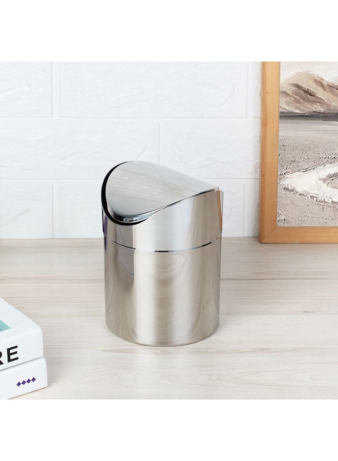 DANUBE HOME Macaw Stainless Steel Table Dustbin – Compact, Durable Mini Trash Can for Office, Home, Kitchen, Desk Wastebasket with Lid – Easy Clean & Rust Resistant 12 X 16.5Cm  - Image 1