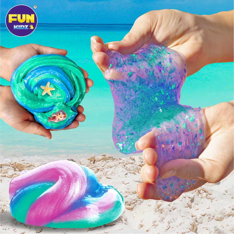 فان كادز هدايا الصيف حوريات البحر الوحل طقم للفتيات فونكيدز Shimmer Slime Making Kit للأطفال الذين تتراوح أعمارهم بين 8-12 DIY Soft Glitter Glossy Slime Slime - Image 2