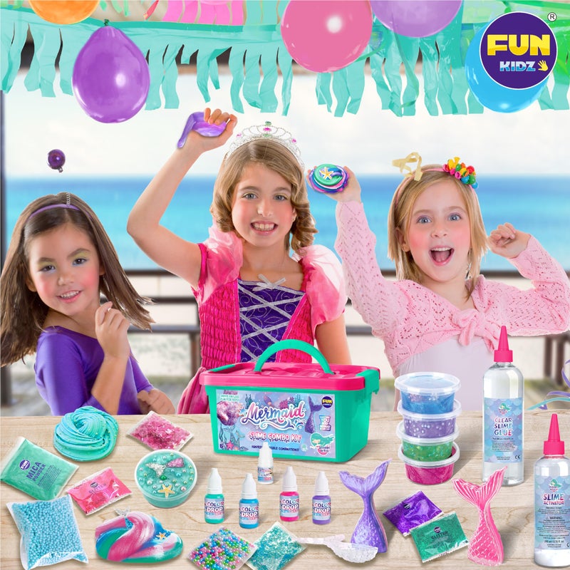 فان كادز هدايا الصيف حوريات البحر الوحل طقم للفتيات فونكيدز Shimmer Slime Making Kit للأطفال الذين تتراوح أعمارهم بين 8-12 DIY Soft Glitter Glossy Slime Slime - Image 5