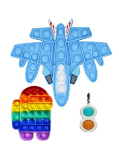 NQOOH Pop It Fidget Toy Push Bubble Stress and Anxiety Relief Toy Space Set (Among Us - Airplane - Simple Dimple)  - Image 1
