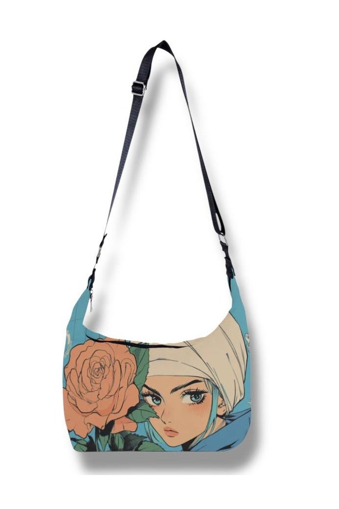 Women’s Crossbody Bag with Anime Girl and Rose Print – Bold Artistic Touch with Vibrant Colors - Image 1