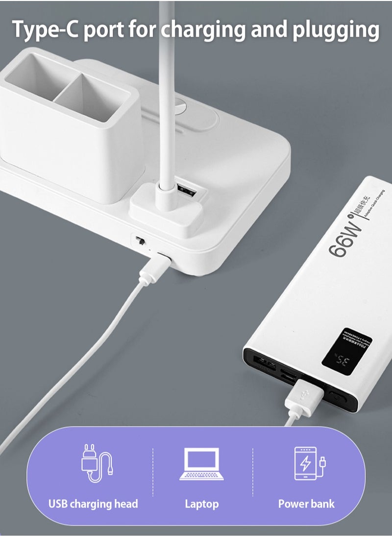 LOOPITYS - （Gift: Fan and pen holder）--3 Modes Touch Dimming USB Dimming Clip Table Lamp Student Dormitory Learning Study Table Light Bedside Flexo Lamps - Image 1