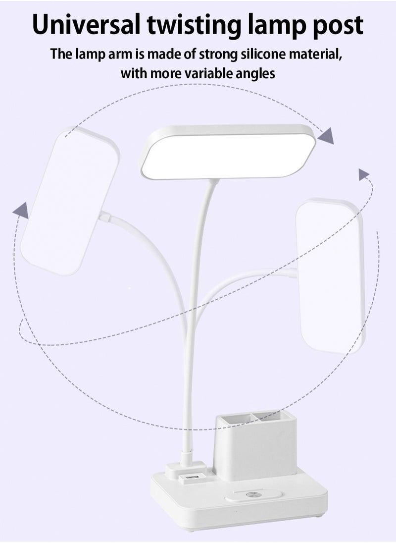 LOOPITYS - （Gift: Fan and pen holder）--3 Modes Touch Dimming USB Dimming Clip Table Lamp Student Dormitory Learning Study Table Light Bedside Flexo Lamps - Image 1