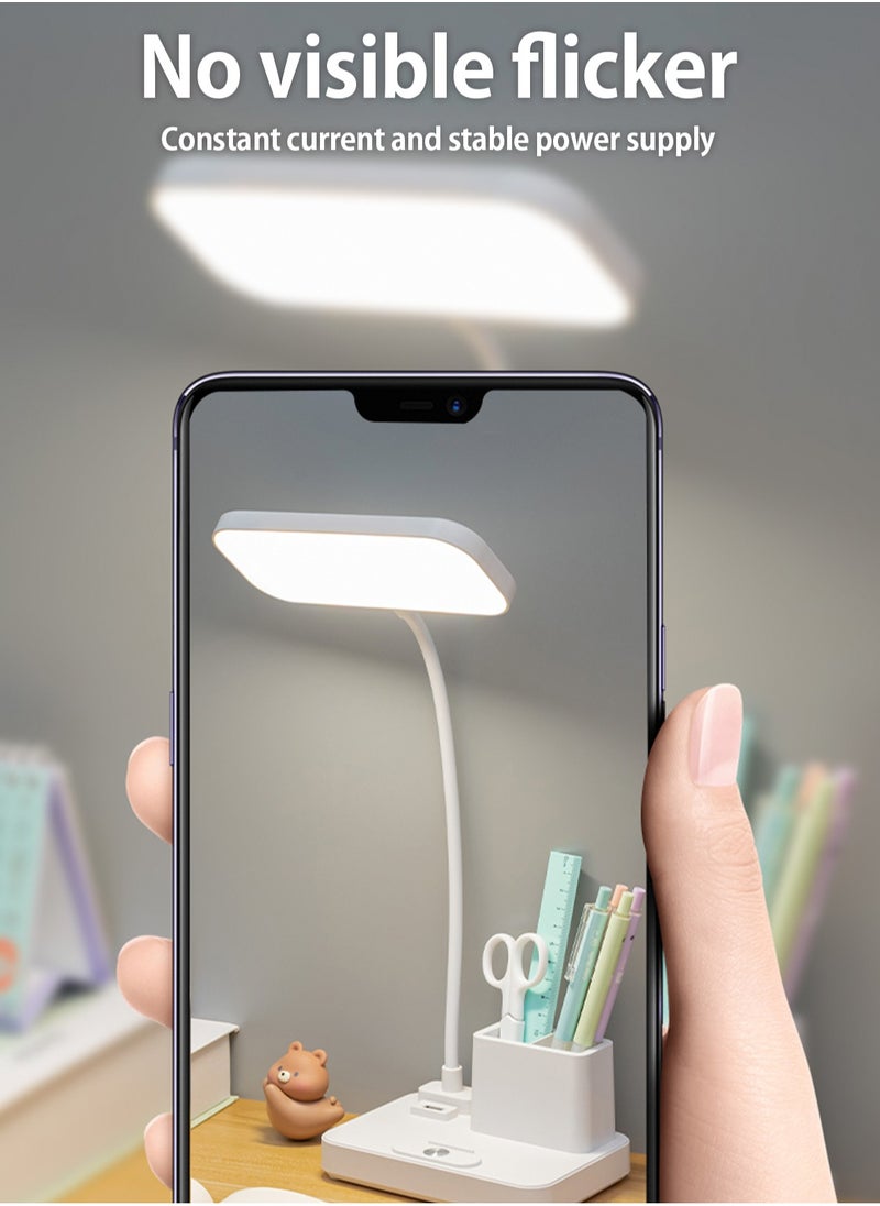 LOOPITYS - （Gift: Fan and pen holder）--3 Modes Touch Dimming USB Dimming Clip Table Lamp Student Dormitory Learning Study Table Light Bedside Flexo Lamps - Image 1