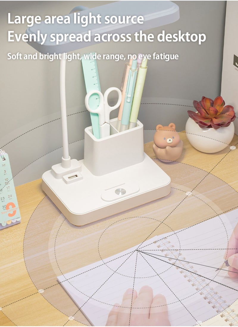 LOOPITYS - （Gift: Fan and pen holder）--3 Modes Touch Dimming USB Dimming Clip Table Lamp Student Dormitory Learning Study Table Light Bedside Flexo Lamps - Image 1