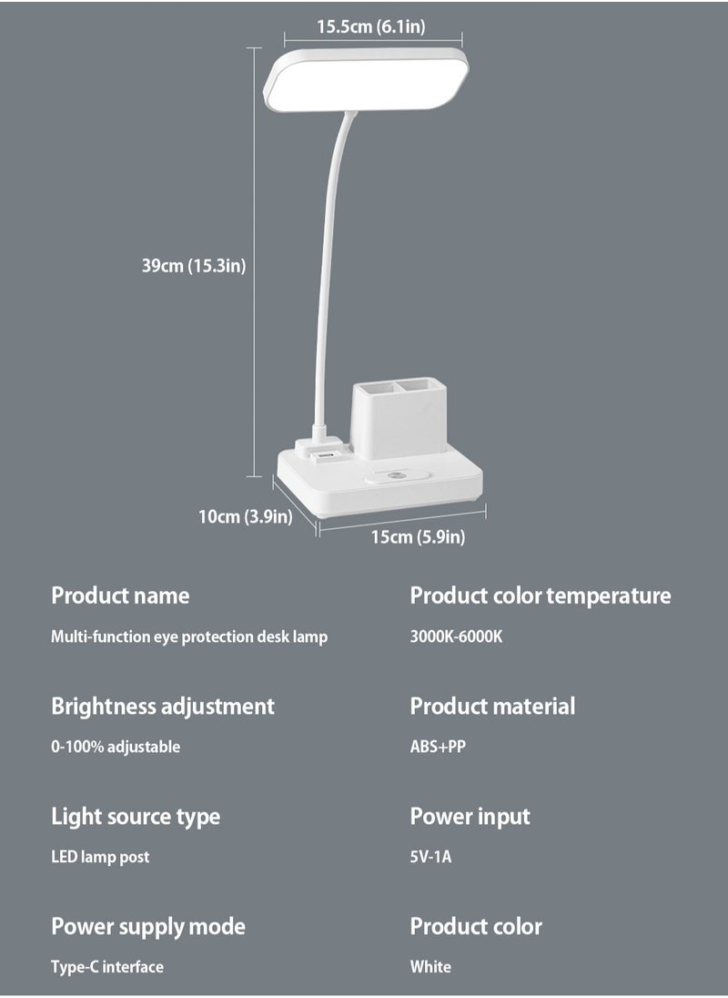 LOOPITYS - （Gift: Fan and pen holder）--3 Modes Touch Dimming USB Dimming Clip Table Lamp Student Dormitory Learning Study Table Light Bedside Flexo Lamps - Image 1