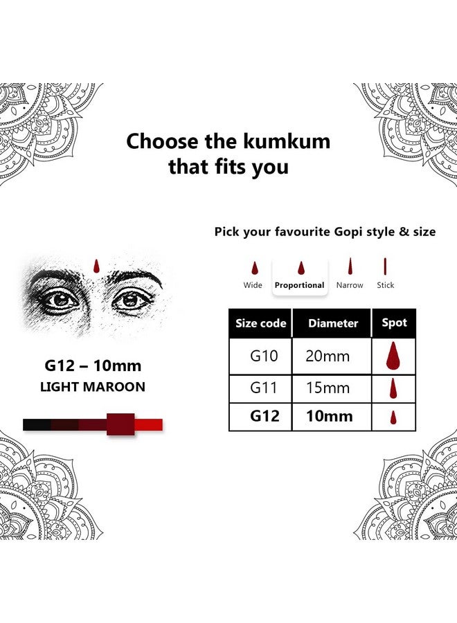 Eyetex Pallavi Sticker Bindi/Pottu|Gopi/Tilak|Aloe Vera & Papaya Extracts|Breathable Non-Irritating Velvet Fabric|G12|Light Maroon|20 Flaps - Image 4
