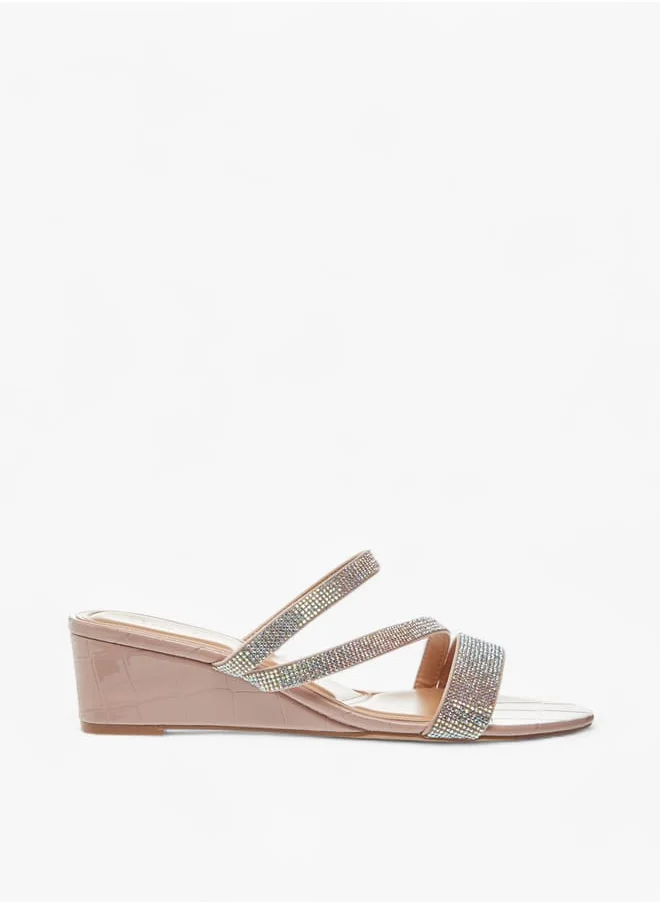 Celeste Womens Studded Slip-On Strap Sandals With Wedge Heels Ramadan Collection