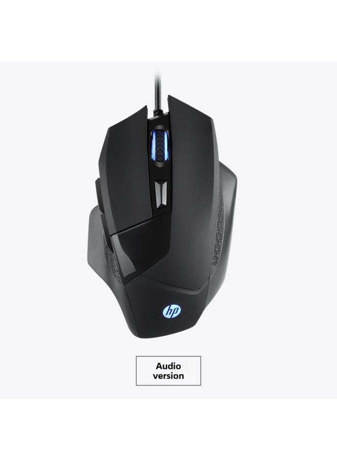 HP HP G200 Game Mouse Wired Mechanical Electric Competition Special Chicken Eating LOL Computer Macro RGB Jedi Survival-Colour:Black-audio Version  - Image 1