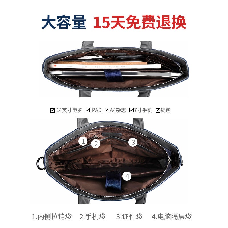 Men'S Handbag Business Casual Briefcase Horizontal Oxford Cloth Shoulder Crossbody Bag New Men'S Bag Portable Antibacterial - Image 4