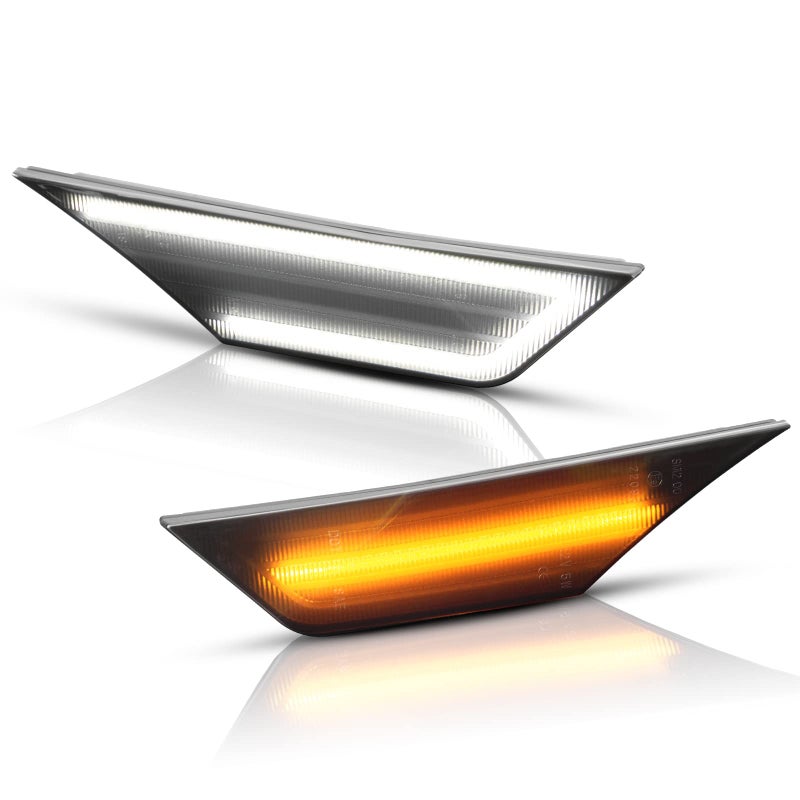 أضواء علامة جانبية LED من جيمبرو لهوندا سيفيك الجيل العاشر 2016-2021 مع إشارة انعطاف بيضاء وبرتقالية وعاكس أمامي مع عدسة مدخنة