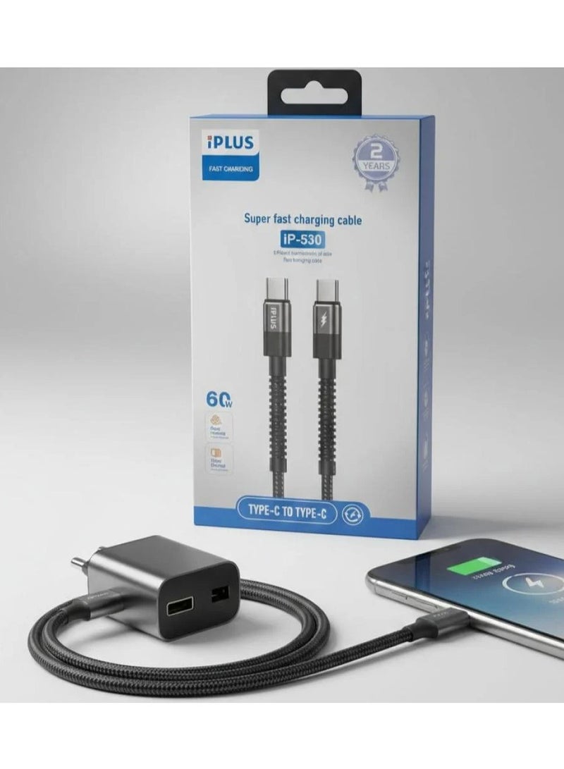 iPlus - Fast Charging Cable Type-C to Type-C - 60W - Image 2