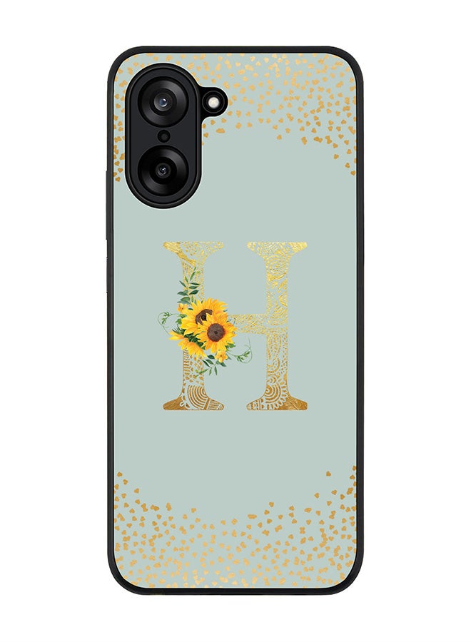 Stylizedd For OnePlus Nord CE5 / Ace 5 Racing Case,Slim fit Camera Protection, Shockproof Thin Phone cover  - Custom Floral Monogram - H  (Light Grey )
