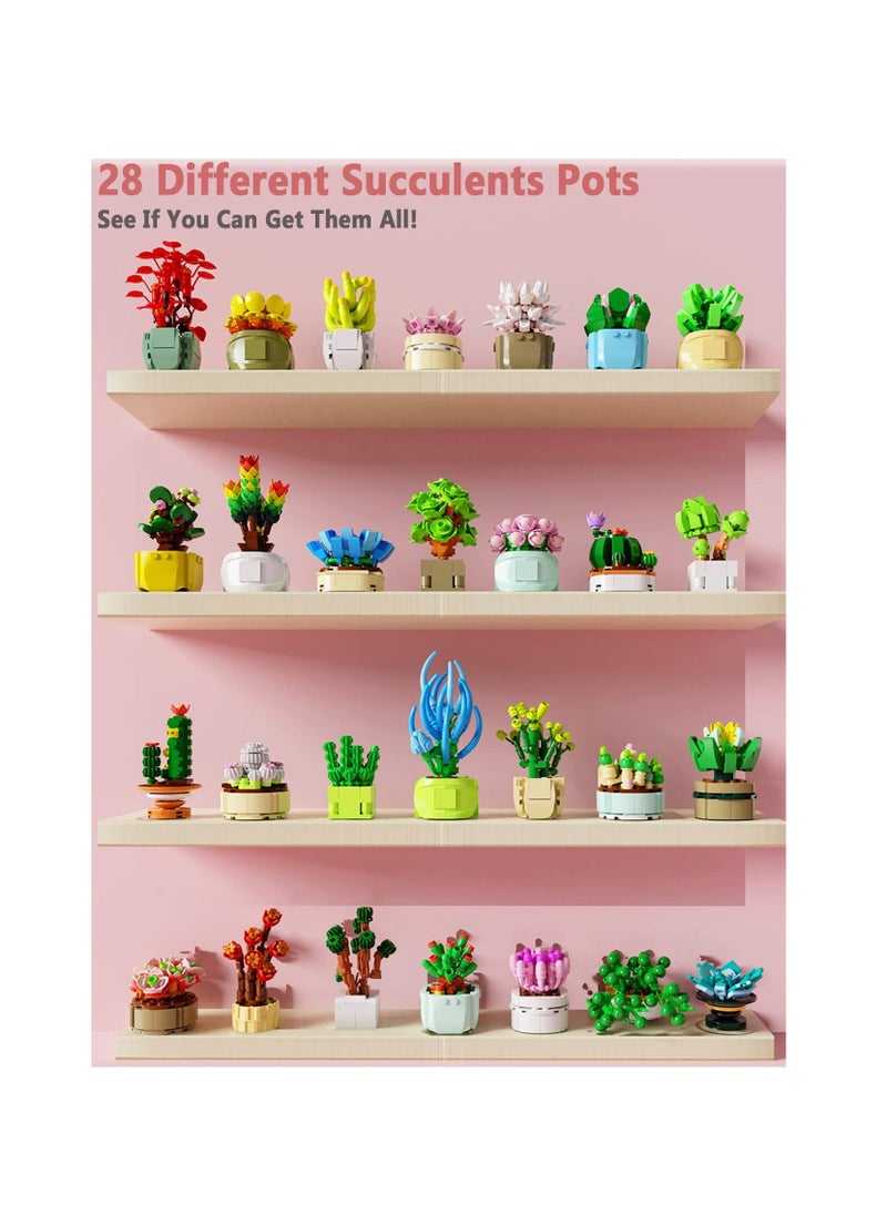 Succulents Bonsai Building Kit, Succulents Blind Box Series, Artificial Flower Botanical Collection, Plant Decor Building Set for Kids Adults Home Office, Random 2 Boxes  - Image 3