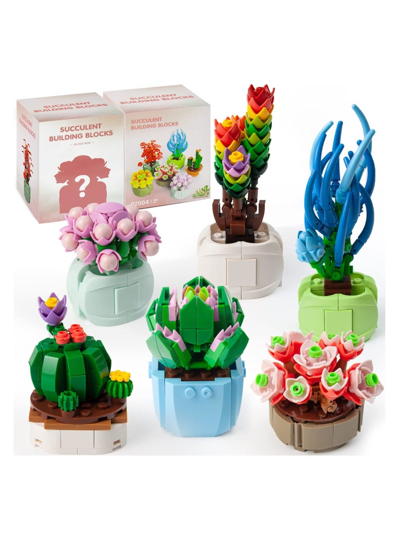 Succulents Bonsai Building Kit, Succulents Blind Box Series, Artificial Flower Botanical Collection, Plant Decor Building Set for Kids Adults Home Office, Random 2 Boxes  - Image 1