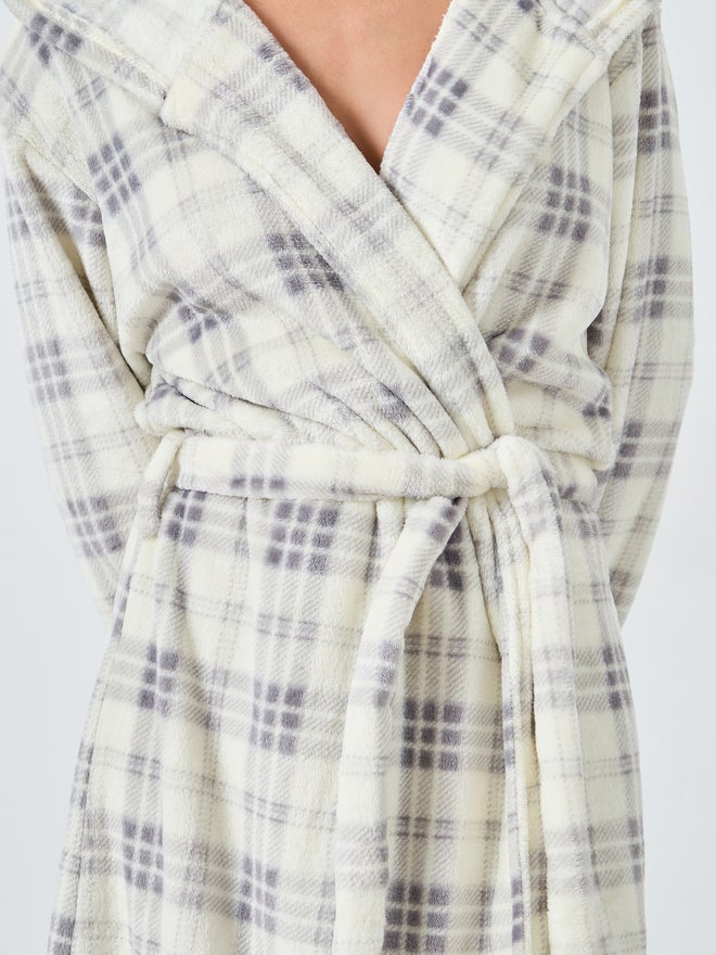 Styli Checked Fleece Hooded Robe - Image 3