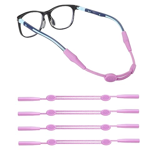 Omnful Kids Glasses Strap(8-12inch) - Adjustable Eyeglasses Strap Sports Eyewear Retainers Glasses Holder for Kids Man Woman - No Tail Sunglasses Straps for Girls and Boys 5-16 Years (4pcs Purple) - Image 1