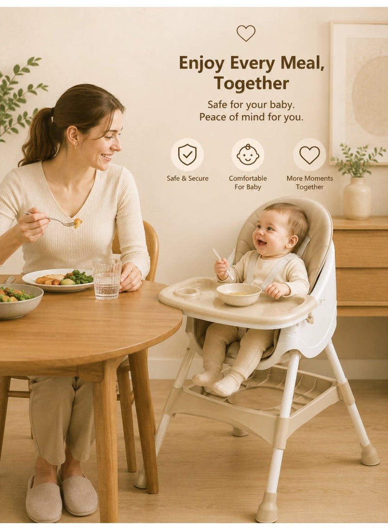 Bannuti Baby High Chair Adjustable Feeding Chair With Safety Harness Removable Tray Footrest Dining Chair For Babies And Toddlers - Image 4