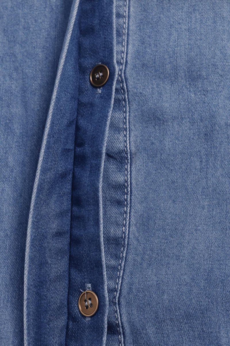 utcoco Denim Dress for Women 2025 Casual Loose Long Sleeve Classic Vintage Button Down Jean Shirt Dresses with Pockets (Medium, Light Blue) - Image 5
