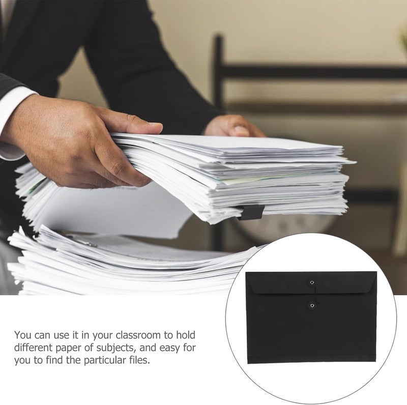 5pcs A4 Kraft Paper File Bags with String Button, Waterproof Document Folders 34x25x4cm, Office School Document Organizer Pouches for Filing and Storage - Image 3
