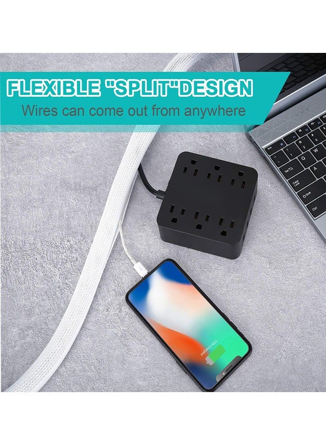 Cable Sleeve Cover, 2m Cable Tidy Sleeve Wire Covers for Cords Braided Cable, Management Protect Cables from Pet Cat Dog Chewing for TV/PC Home Office Power Cord Protect  - Image 4
