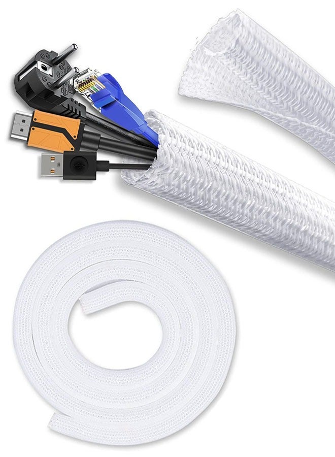 Cable Sleeve Cover, 2m Cable Tidy Sleeve Wire Covers for Cords Braided Cable, Management Protect Cables from Pet Cat Dog Chewing for TV/PC Home Office Power Cord Protect  - Image 1