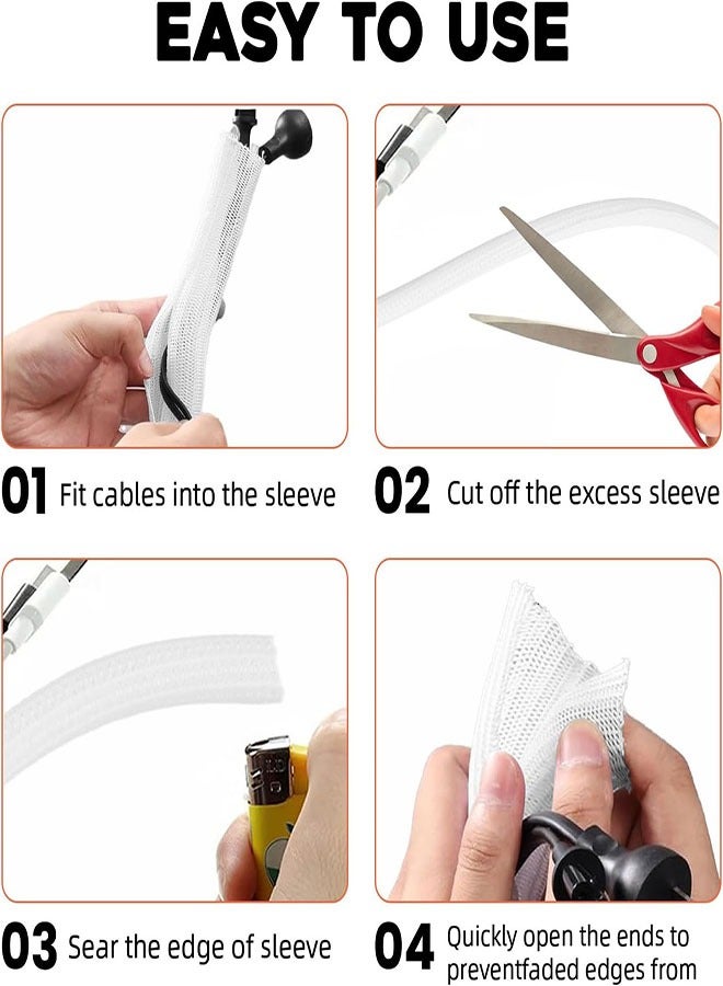 Cable Sleeve Cover, 2m Cable Tidy Sleeve Wire Covers for Cords Braided Cable, Management Protect Cables from Pet Cat Dog Chewing for TV/PC Home Office Power Cord Protect  - Image 3