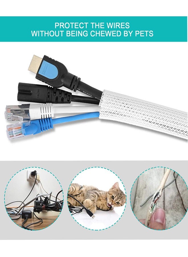 Cable Sleeve Cover, 2m Cable Tidy Sleeve Wire Covers for Cords Braided Cable, Management Protect Cables from Pet Cat Dog Chewing for TV/PC Home Office Power Cord Protect  - Image 5