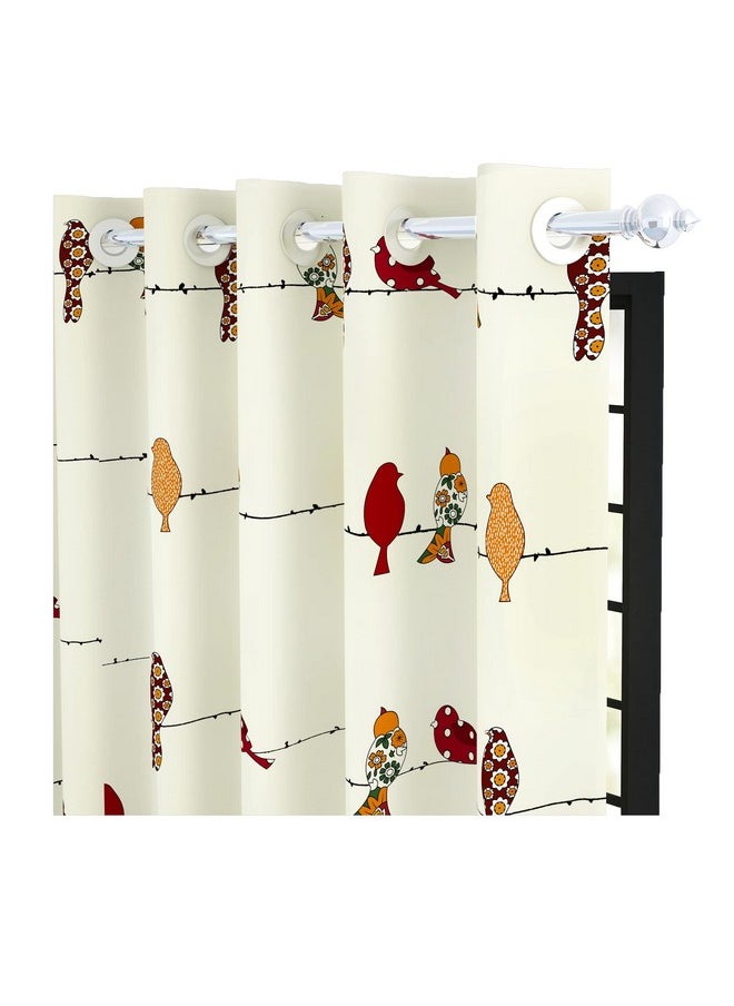 Story@Home Story@Home Door Curtains 7 Feet Long Set of 2 | Bohemian Cotton Door Curtains | Birds Design Curtain for Door | Light Filtering Door Curtains for Living Room | (116 x 215 cm, White & Red) | Birds  - Image 2
