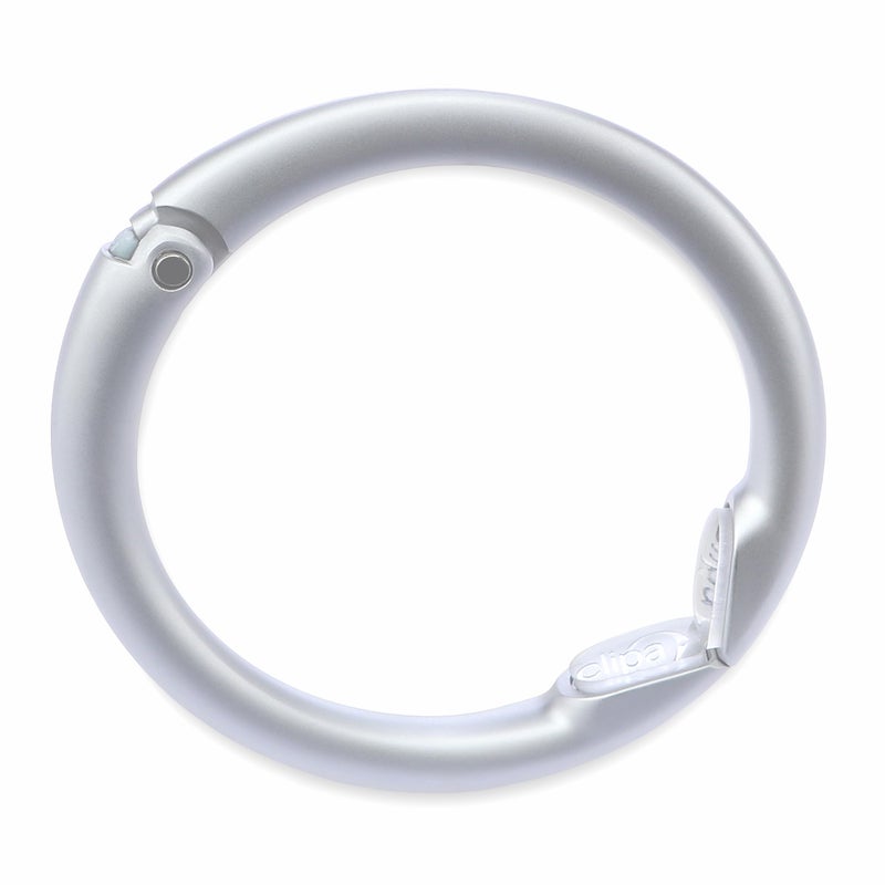 Clipa Bag Hanger â€“ Matte Silver - The Ring That Opens Into a Hook and Hangs in Just 1/2" of Space, Holds 33 lbs., 3 yr. Warranty - Image 1