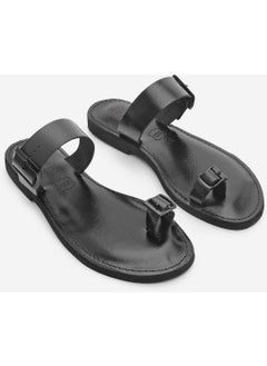MARJIN Women's Genuine Leather Flip Flop Strap Buckled Casual Slippers Parve  - Image 3