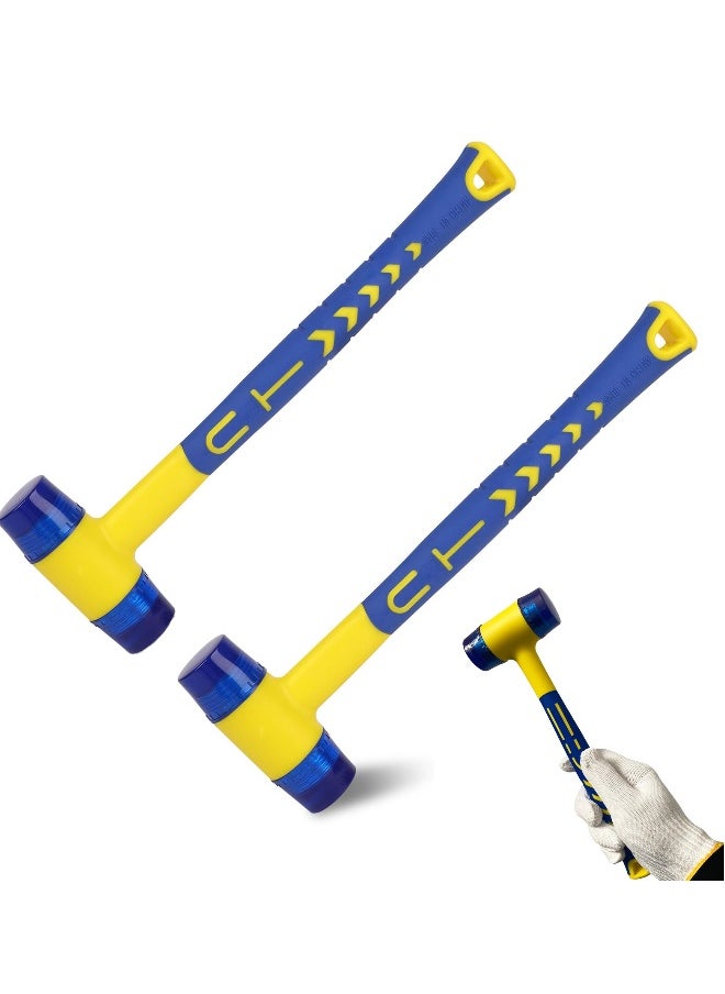 ماركة غير محددة مطرقة مطاطية، مطرقة ناعمة مزدوجة الوجه بقطر 33 مم مع مقبض ergonom حائز على حماية من الانزلاق للحرف اليدوية والمجوهرات والأعمال الخشبية والتخييم  - Image 1
