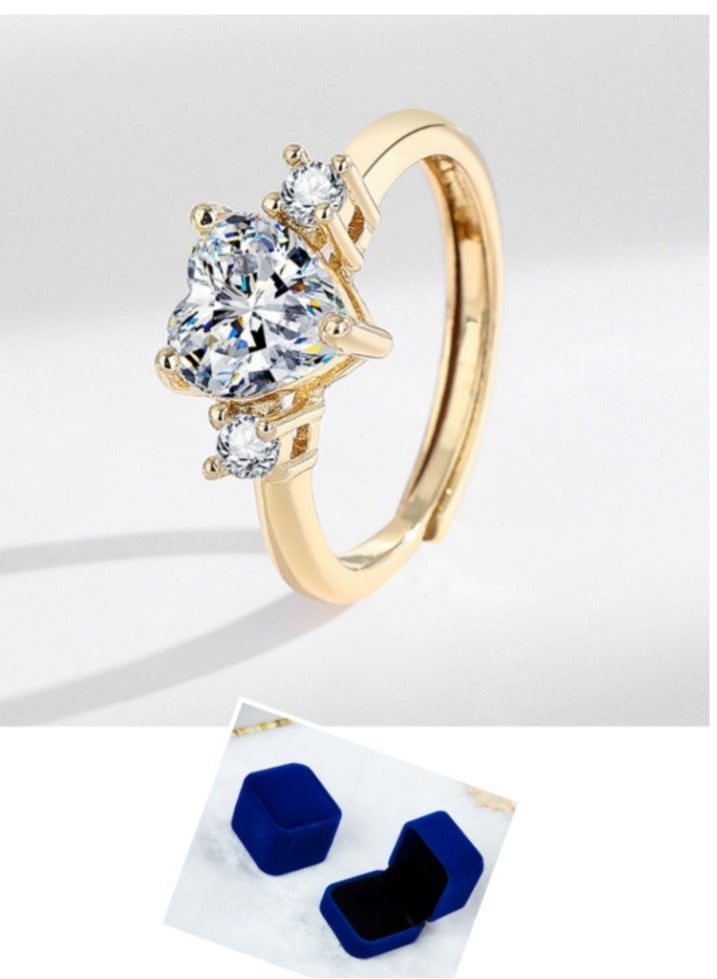 OASIS-TH Women's Zircon Ring Flash Rhinestone Round Princess Ring with Round Cut Diamond Best Jewelry Gifts for Marriage Anniversary & Birthday Adjustable Size - Image 1