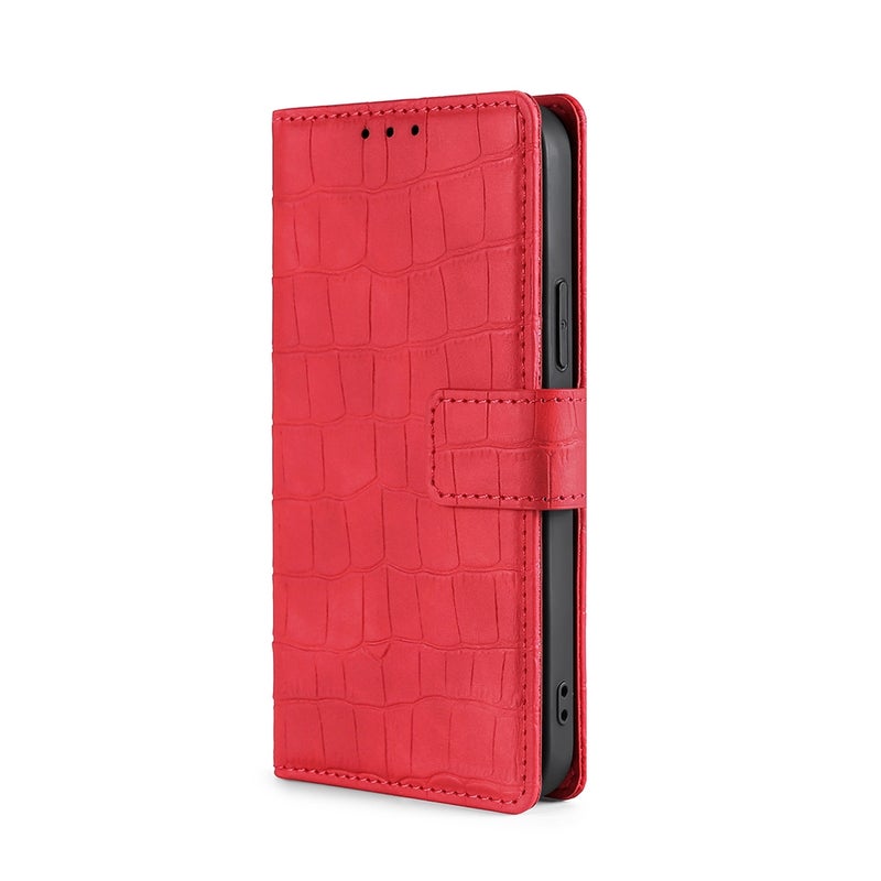 HuHa Protective Cover For Huawei nova 9 Skin Feel Crocodile Texture Magnetic Clasp PU Leather Phone Case(Red) - Image 2