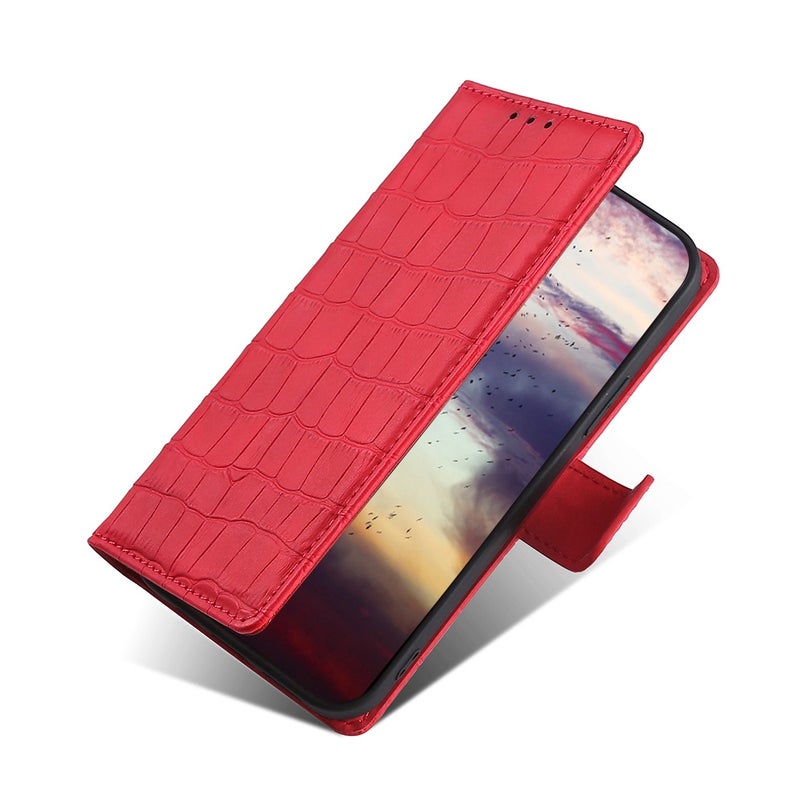 HuHa Protective Cover For Huawei nova 9 Skin Feel Crocodile Texture Magnetic Clasp PU Leather Phone Case(Red) - Image 4