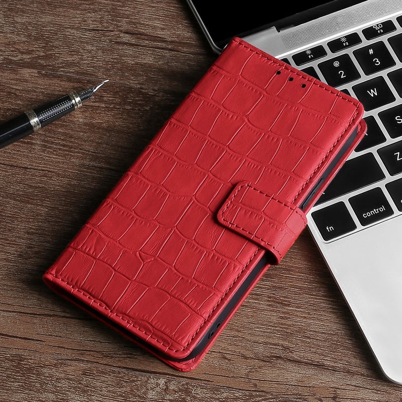 HuHa Protective Cover For Huawei nova 9 Skin Feel Crocodile Texture Magnetic Clasp PU Leather Phone Case(Red) - Image 1
