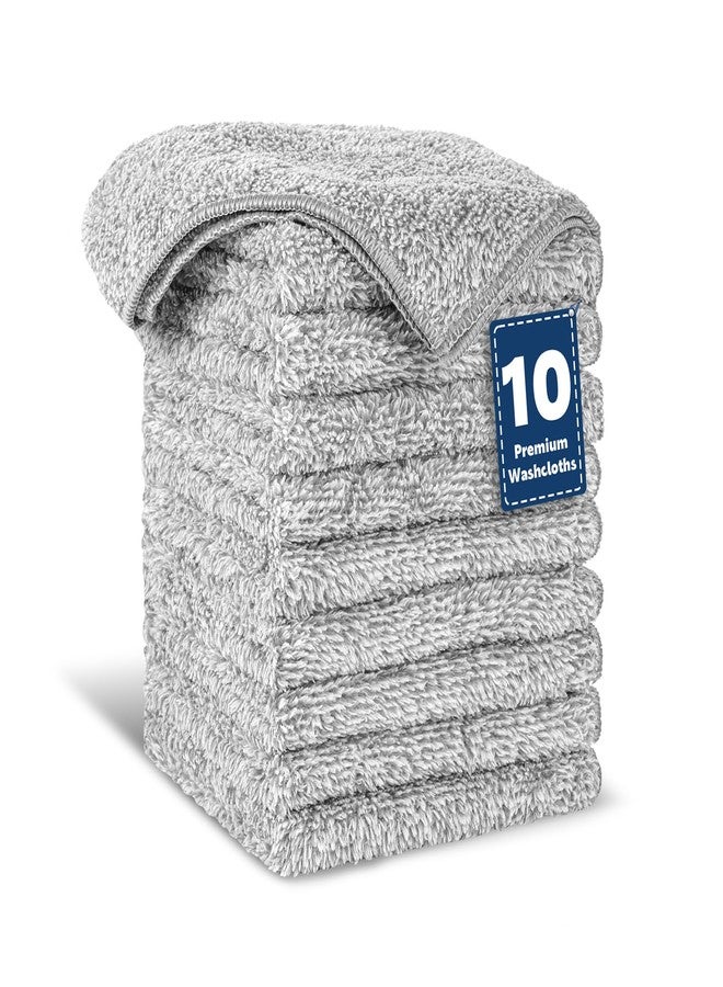 TEAWOO 10 Pack Premium Washcloths, Highly Absorbent and Super Soft Face Towels, Multi-Purpose Fingertip Towels, 12 x 12 inch Bathroom Towels, Star Gray - Image 1