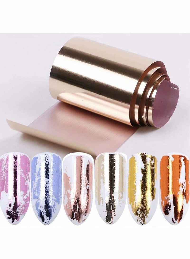 Zikra Nail ticker Roll Set, Metallic Color Holographic Mix-Pattern Nail Art Stickers, Wraps Decals Starry Sky Manicure Kit Gold Silver Rose Gold for Crafting Card Making Party, 10 Rolls - Image 4