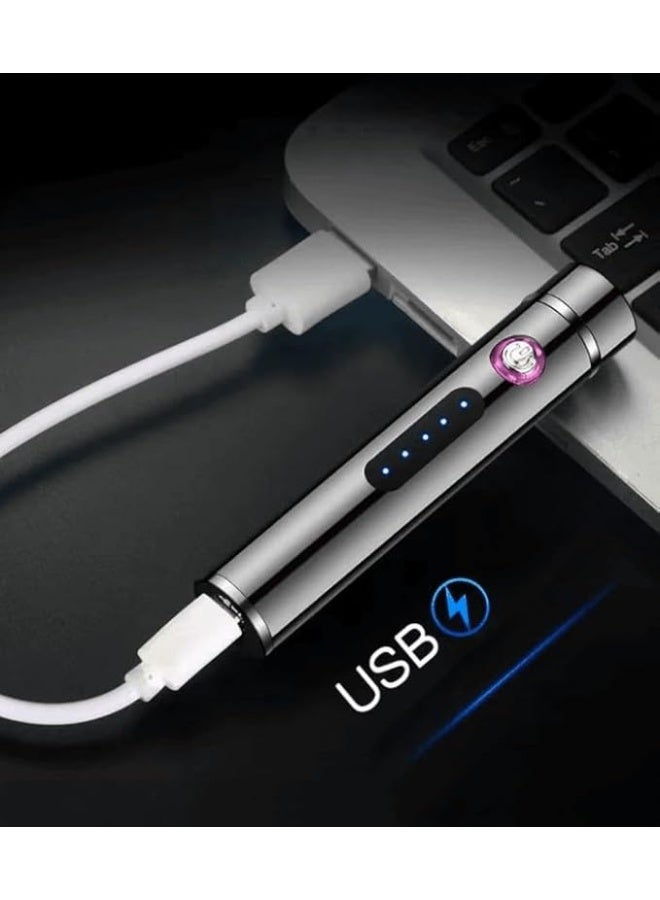 USB Rechargeable Electric Lighter, 88mm Length, Black - Image 2