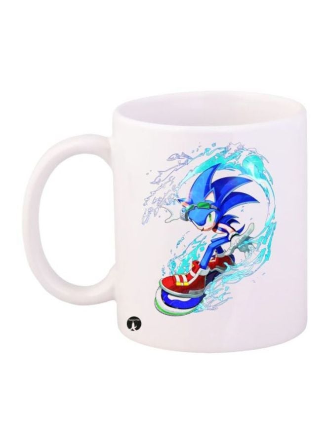 RYN Video Game Sonic Printed Coffee Mug White/Blue/Red