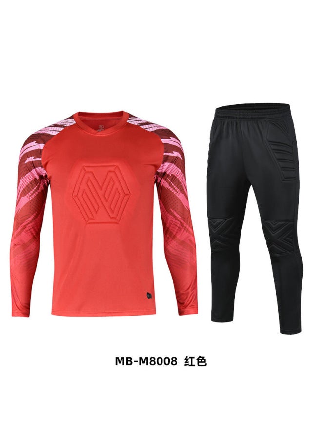 Football Goalkeeper Uniform Long Pants Set With Long Sleeves And Thickened Sponge Protection Goalkeeper Uniform [same Style For Children]