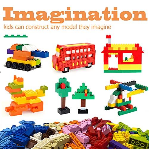 HUIZDQ 1100 Pieces Building Blocks, Compatible with All Major Brands, Classic Bulk Blocks, Includes Wheels, Door, Window, Street Lights - Image 4