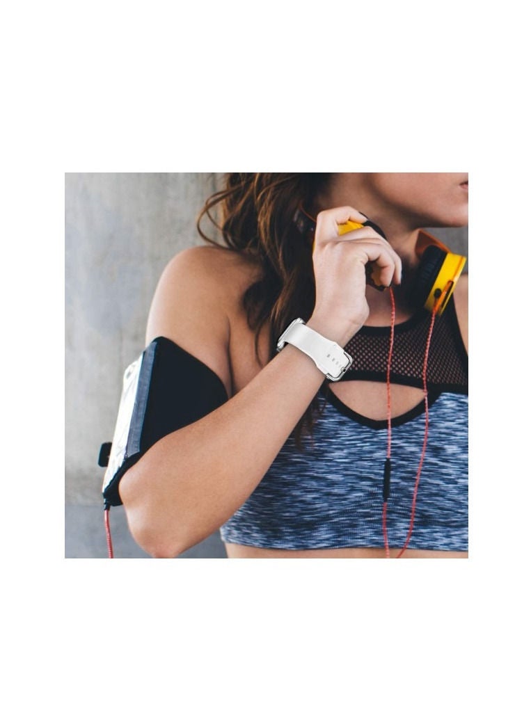 RiZOW Sport Band Compatible with Apple Watch Bands, Soft Silicone Replacement Strap with Clasp for Apple iWatch Series SE/7/6/5/4/3/2/1 42mm/44mm/45mm, White - Image 5