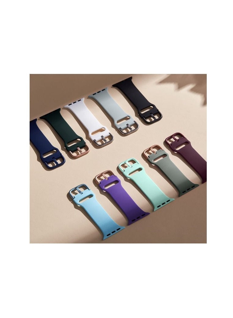 RiZOW Sport Band Compatible with Apple Watch Bands, Soft Silicone Replacement Strap with Clasp for Apple iWatch Series SE/7/6/5/4/3/2/1 42mm/44mm/45mm, White - Image 4