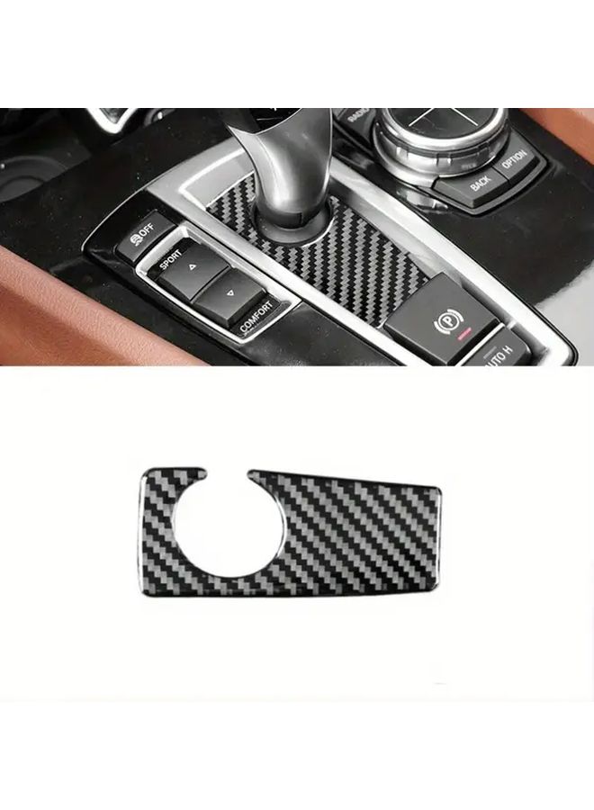 Black Carbon Fiber Gear Shift Panel Cover Trim 2011 2017 5 Series Easy Install - Image 1