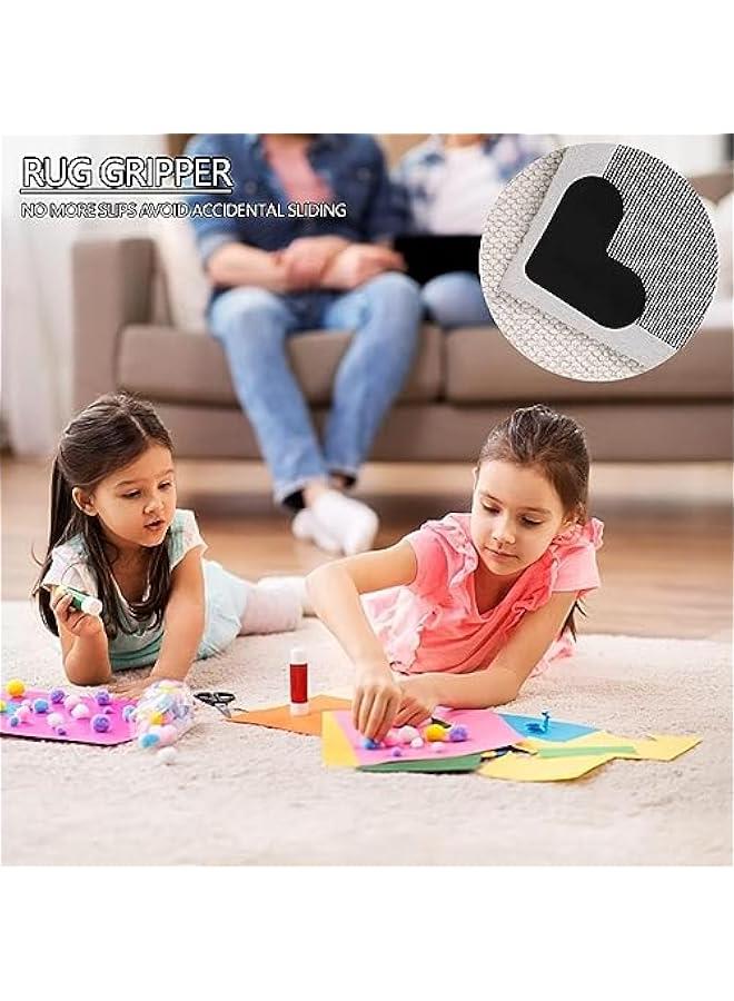 وسادة تثبيت السجاد 12 مانعة للانزلاق قابلة للغسل قابلة للإزالة شريط لاصق للسجاد للأرضيات الخشبية والأرضيات البلاط والسجاد وسادات الأرضيات الجدران سوداء - Image 3